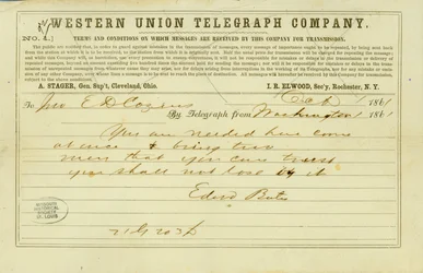 Letter from Attorney General Edward Bates to John Couzins